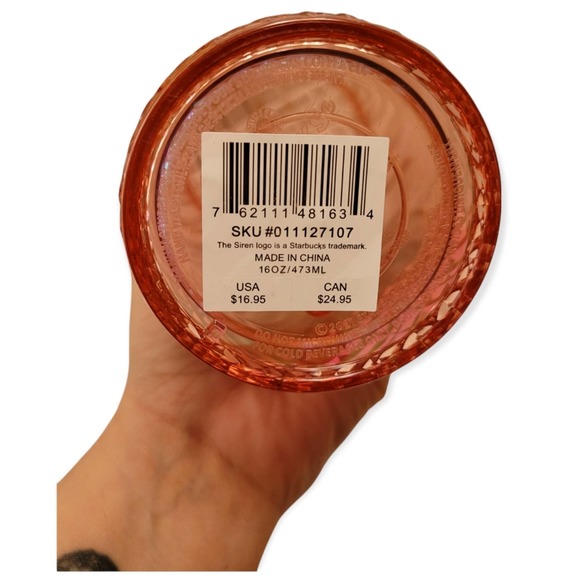 2021 Starbucks Holiday Jeweled Studded Tumbler Cup Grande 16oz Rose Gold NEW! - Picture 4 of 4